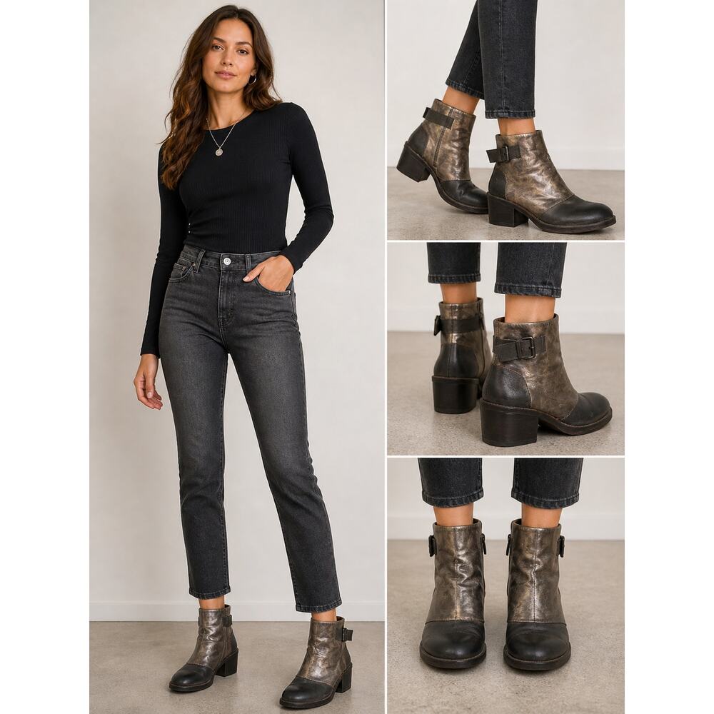 Fly London Black and Silver Booties size 39